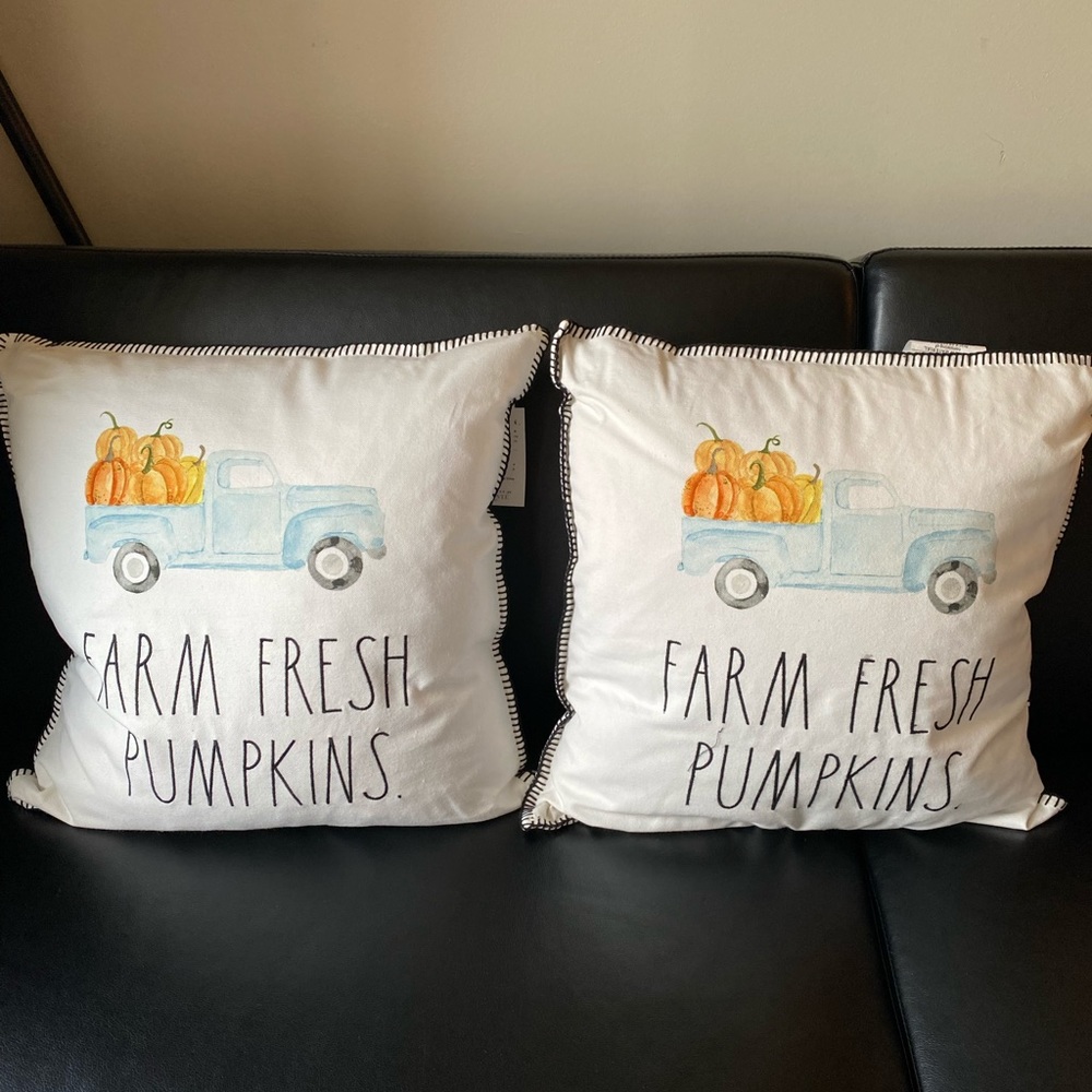 Rae Dunn Farm Fresh Pumpkins Pillow 20 x 20 NWT